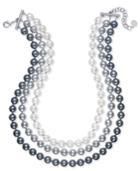 Charter Club Imitation Pearl Ombre Three-row Collar Necklace, Created For Macy's