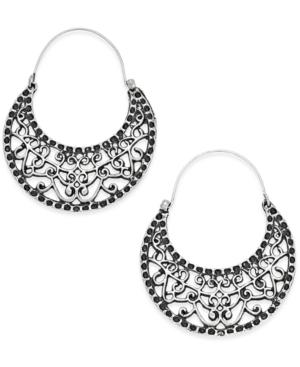 Silver-tone Filigree Half-hoop Earrings