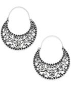 Silver-tone Filigree Half-hoop Earrings