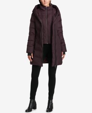 Dkny Plus Size Asymmetrical Faux-leather-trim Puffer Coat