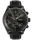Boss Hugo Boss Men's Chronograph Grand Prix Black Leather Strap Watch 44mm 1513474