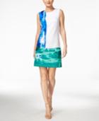 Calvin Klein Watercolor-print Sheath Scuba Dress