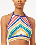 The Edit By Seventeen Juniors' Rainbow Stripe Printed Cropped Halter Top