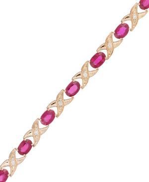 10k Rose Gold Bracelet, Ruby (6 Ct. T.w.) And Diamond Accent Xo Link Bracelet