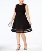 Calvin Klein Plus Size Illusion-trim Fit & Flare Dress