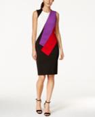 Calvin Klein Petite Colorblocked Scuba Sheath Dress