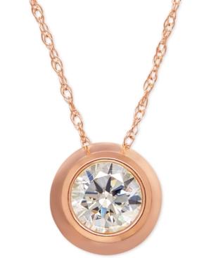 Bezel-set Cubic Zirconia Pendant Necklace In 14k Yellow, White, Or Rose Gold