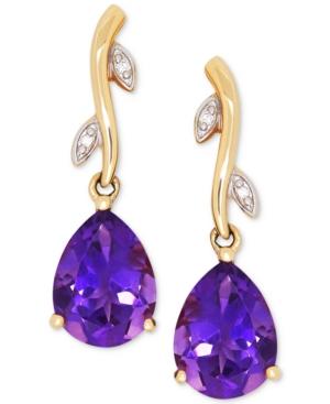 Amethyst (1-9/10 Ct. T.w.) & Diamond Accent Drop Earrings In 14k Gold