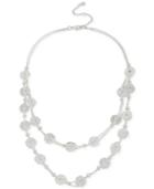 Touch Of Silver Linked Coin Two-row Necklace In Silver-plated Metal