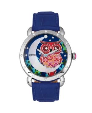 Bertha Quartz Ashley Collection Silver And Blue Leather Watch 38mm