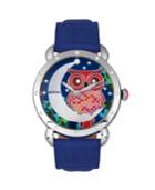 Bertha Quartz Ashley Collection Silver And Blue Leather Watch 38mm