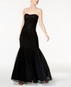 Adrianna Papell Strapless Beaded Tulle Gown