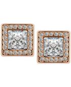 T Tahari Gold-tone Crystal Square Button Earrings