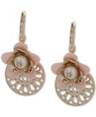 Ivanka Trump Gold-tone Imitation Pearl & Flower Drop Earrings