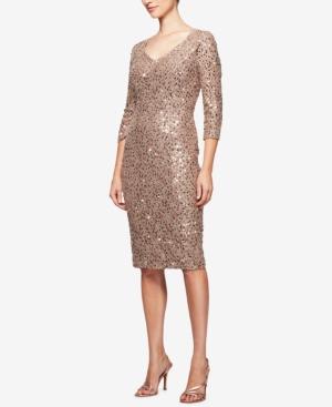 Alex Evenings Sequined Lace Sheath Dress