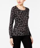 Inc International Concepts Embellished Animal-print Sweater, Only At Macy's