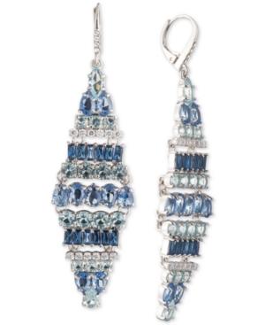 Carolee Silver-tone Crystal & Stone Tile Chandelier Earrings