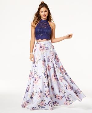 City Studios Juniors' Sequined Lace Printed 2-pc. Gown, A Macy's Exclusive Style