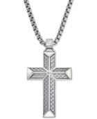 Esquire Men's Jewelry Cross Pendant Necklace In Gray Carbon Fiber And Stainless Steel, First At Macy's