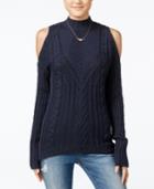 Jessica Simpson Riva Cold-shoulder Cable-knit Sweater