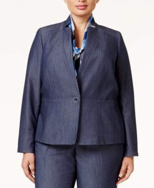 Nine West Plus Size One-button Denim Blazer