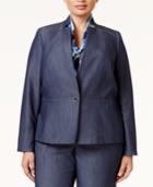 Nine West Plus Size One-button Denim Blazer