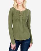 Lucky Brand Cotton Lace-up Thermal Top