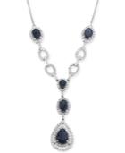 Sapphire (3-1/10 Ct. T.w.) And Diamond (1/2 Ct. T.w.) Teardrop Lariat Necklace In 14k White Gold