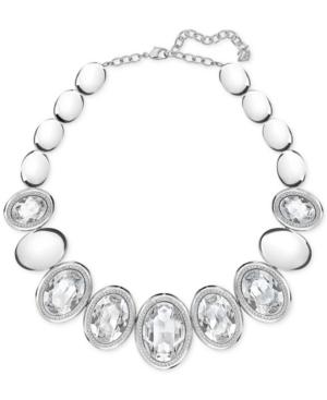 Swarovski Silver-tone Oval Crystal And Pave Collar Necklace