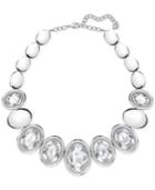 Swarovski Silver-tone Oval Crystal And Pave Collar Necklace