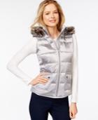 Charter Club Hooded Quilted Puffer Vest, Metallic