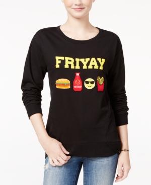 Rebellious One Juniors' Friyay Patch Graphic Tunic Sweatshirt