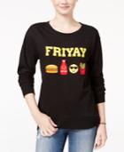 Rebellious One Juniors' Friyay Patch Graphic Tunic Sweatshirt