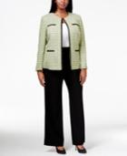 Tahari Asl Plus Size Contrast-trim Tweed Pant Suit