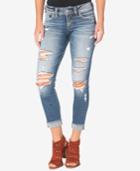 Silver Jeans Suki Ripped Light Blue Wash Skinny Jeans