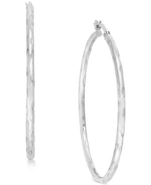 Studio Silver Textured Hoop Earrings In Sterling Silver