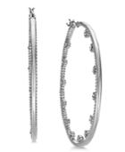 I.n.c. Silver-tone Crystal Flower Hoop Earrings, Created For Macy's
