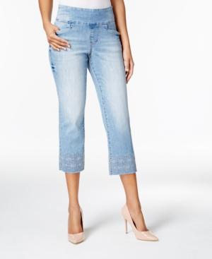 Jag Baker Light Indigo Wash Embroidered Capri Jeans