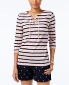 Tommy Hilfiger Loretta Striped Lace-up Top, Only At Macy's