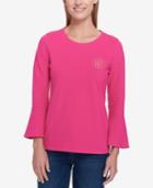 Tommy Hilfiger Embellished Bell-sleeve Top, Created For Macy's