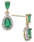 Emerald (1-1/4 Ct. T.w.) & Diamond (1/4 Ct. T.w.) Drop Earrings In 14k Gold