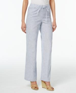 Jm Collection Petite Pinstripe Drawstring Pants, Only At Macy's