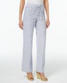 Jm Collection Petite Pinstripe Drawstring Pants, Only At Macy's