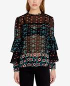 Buffalo David Bitton Printed Chiffon Tiered-sleeve Blouse
