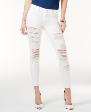 Guess Ripped Optic White Wash Skinny Jeans