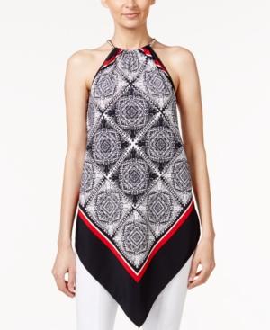Alfani Printed V-hem Halter Top, Only At Macy's