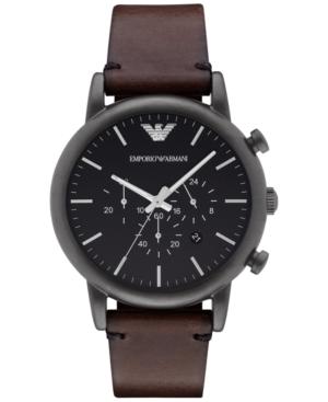 Emporio Armani Men's Chronograph Dark Brown Leather Strap Watch 46mm Ar1919