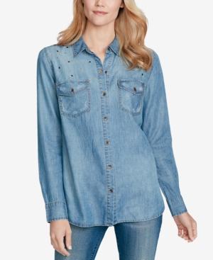 Jessica Simpson Juniors' Petunia Denim Button-front Shirt
