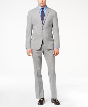Kenneth Cole Reaction Men's Techni-cole Light Gray Tonal Check Slim-fit Suit