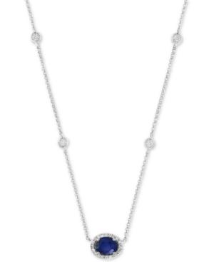Sapphire (1 Ct. T.w.) & Diamond (1/3 Ct. T.w.) 18 Pendant Necklace In 14k White Gold